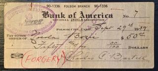 Bank Check Bank Of America Usa America 1939.  Year (94. )