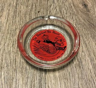 Vintage The Russian Tea Room Glass Ashtray 3 3/4 " Diameter Rare Friends York