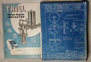 1944 Trill Steam Engine Indicator Blueprint set & brochure Corry Instrument Co. 3