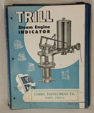 1944 Trill Steam Engine Indicator Blueprint set & brochure Corry Instrument Co. 4
