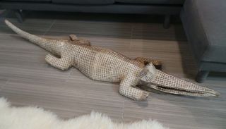 75 " Long Carving Mask Wood Crocodile Burkina Faso Ivory Coast Africa Statue Mossi