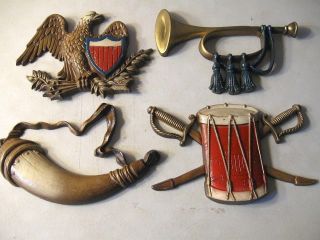 Vintage Sexton Wall Plaque American Eagle - Patriotic Set - Drum With Swords
