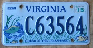 Virginia Friend Of The Chesapeake License Plate 2.  2015 C63564