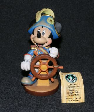 Disney Anri Style Conrad Moroder 1990s Captain Mickey Mouse Wood Carving 6 "