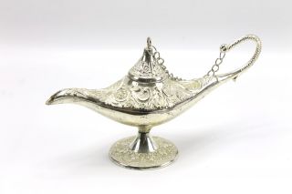 Silver Colored Metal Oil Lamp Aladdin Genie Middle East Arab Iraq