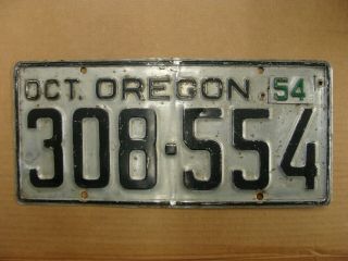 1950 With A 54 Tag Oregon Single License Plate 308 - 554