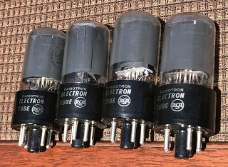 Strong Quad (4) 1956 Rca Black Plate Dual D Getters Smokey 6v6gt Power Tubes