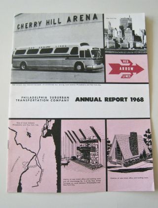 Vintage 1968 Philadelphia Suburban Red Arrow Lines Annual Report Bus Trolley