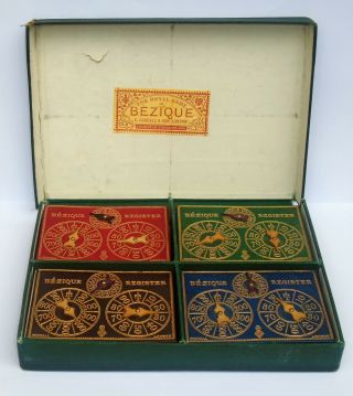 Antique C Goodall & Son London The Royal Game Of Bezique 4 Playing Card Pack Set