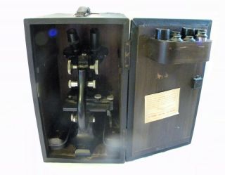 Vintage Antique Spencer 377 Lab Microscope W Wood Case