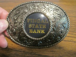 Vintage Fingal North Dakota State Bank Belt Buckle
