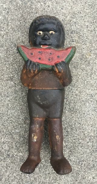 Vintage African American Man With Watermelon Cast Iron Bank