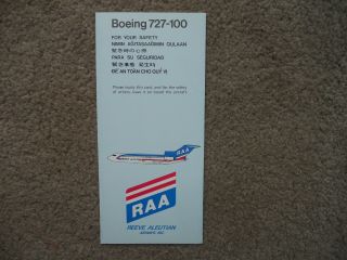 Reeve Aleutian Airways Boeing 727 100 Airline Safety Card