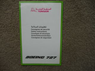 Tunisair Boeing 727 Airline Safety Card