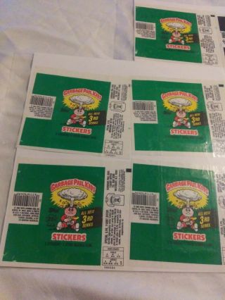 1986 Garbage Pail Kids Wax Pack Wrapper 3rd Series.  ×5