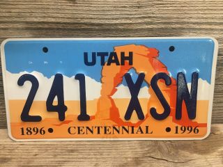 Utah Centennial License Plate Featuring Arches National Park