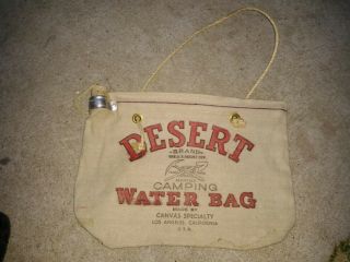 Vintage Desert Brand Water Bag Canvas Los Angeles Usa Scotland Flax