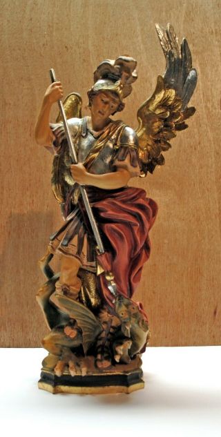 Saint Michael The Archangel Wood Carved Hand Painted Statue