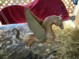 Vintage Brass Unicorn Pegasus Statue With Wings Large Heavy 5