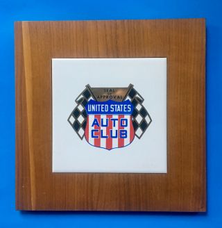 Vintage Rare Usac (u.  S.  Auto Club) Racing Nascar Wood Plaque Granatelli Estate