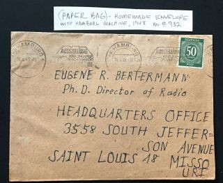 Germany Cover 1948 Made From A Paper Bag Mailed Hamburg To Saint Louis Mo Usa