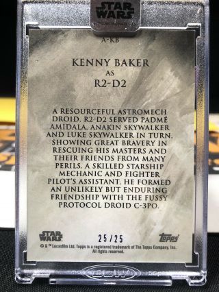Kenny Baker R2 - D2 2018 Topps Star Wars Stellar Signatures Autograph Blue 25/25 2