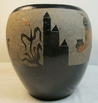 Corn Moquino Santa Clara Native American Black Pottery Bowl 549