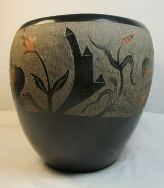 Corn Moquino Santa Clara Native American Black Pottery Bowl 549 3