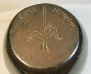 Corn Moquino Santa Clara Native American Black Pottery Bowl 549 6