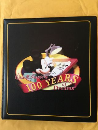 Walt Disney’s 100 Years Of Dreams Orig.  Binder With 100 Orig.  Pins Complete Fine