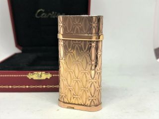 Auth Cartier C De Decor 2c Gold - Plated Oval Lighter Rose Gold Briquet Ca120135