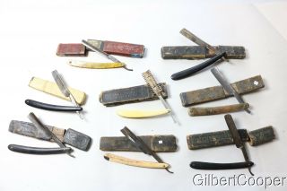 Group Of 8 Straight Razors And Boxes