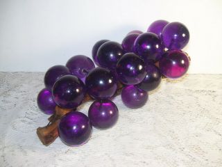 Large Purple Lucite Glass Acrylic Grape Cluster Driftwood Mid Century 10 Inches