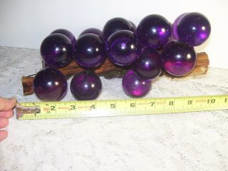 Large Purple Lucite Glass Acrylic Grape Cluster Driftwood Mid Century 10 Inches 2