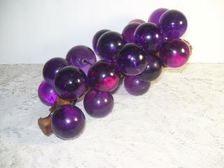 Large Purple Lucite Glass Acrylic Grape Cluster Driftwood Mid Century 10 Inches 3