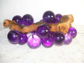 Large Purple Lucite Glass Acrylic Grape Cluster Driftwood Mid Century 10 Inches 5