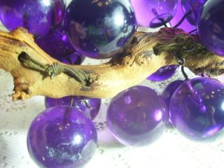 Large Purple Lucite Glass Acrylic Grape Cluster Driftwood Mid Century 10 Inches 6