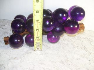 Large Purple Lucite Glass Acrylic Grape Cluster Driftwood Mid Century 10 Inches 7