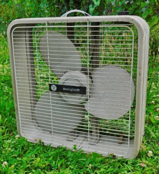 Vintage Westinghouse Grey All Metal Box Fan With 19 " Blade