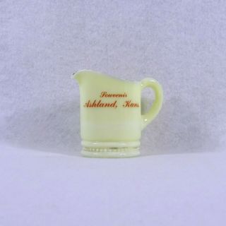 Antique Ashland Kansas Custard Glass Creamer Souvenir