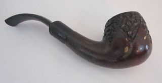 Vintage Briar Tobacco Pipe Shine Brand Black With Cherry Wood Stain