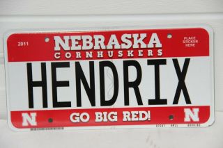 Nebraska License Plate Cornhuskers Personalized Hendrix Go Big Red U Nebraska
