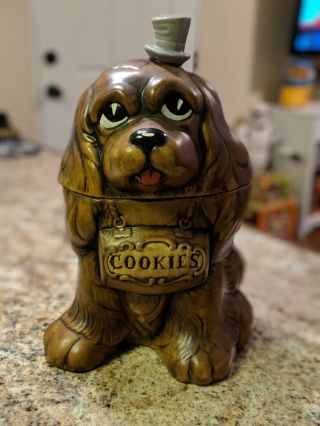 Vintage Treasure Craft Dog Cookie Jar And Top Hat 1962.