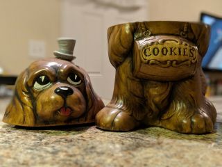 Vintage Treasure Craft Dog Cookie Jar And Top Hat 1962. 7