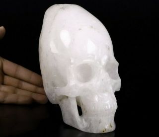 5.  6 " Angolan Quartz Rock Crystal Carved Crystal Incan Skull,  Crystal Healing