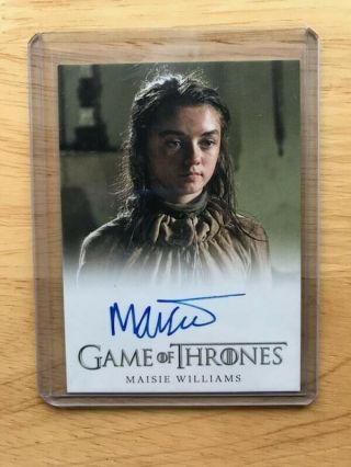 Game Of Thrones Season 1 Maisie Williams/as Arya Stark Autographed Card