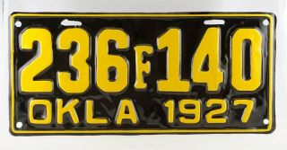 1927 Oklahoma " Ford " Passenger License Plate - Repainted