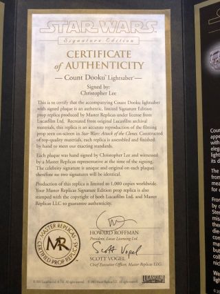Master Replicas Signature Edition Count Dooku Lightsaber SW105S 138/1000 6