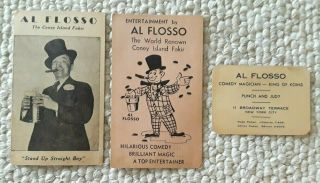3 Al Flosso Magician The Coney Island Fakir Promotional Publicity Cards