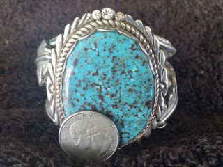 170g Signed Sterling Silver Indian Mountain Spiderweb Turquoise Chama 3